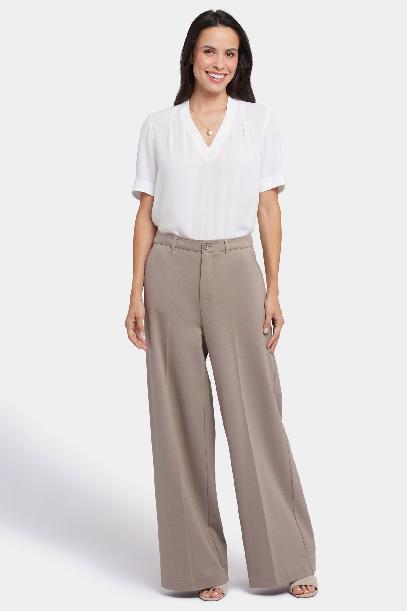 NYDJ Whitney Trouser Pants In Ponte Knit With Super High Rise - Saddlewood