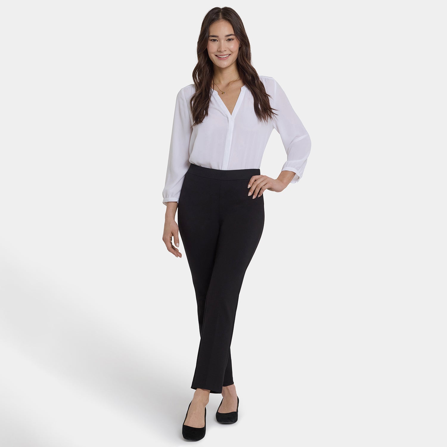 Pull-On Slim Ankle Trouser Pants In Ponte Knit - Black Black | NYDJ