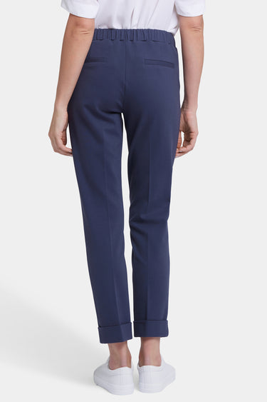 NYDJ Cassidy Ankle Pull-On Trouser Pants In Ponte Knit With Cuffs - Oxford Navy
