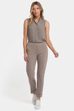 NYDJ Cassidy Ankle Pull-On Trouser Pants In Ponte Knit With Cuffs - Saddlewood