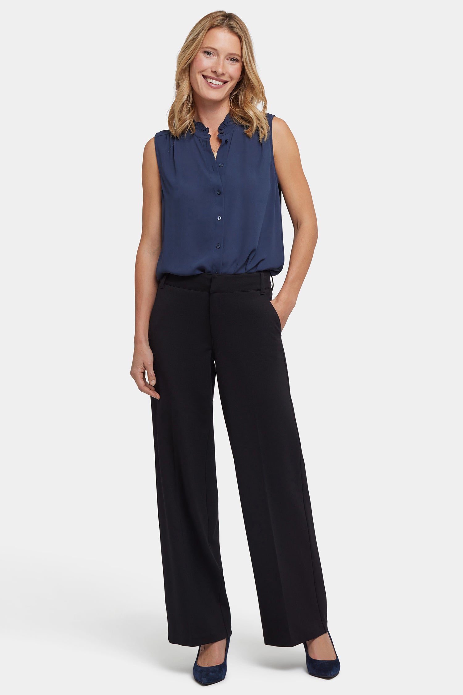 NYDJ Fiona Trouser Pants In Ponte Knit With High Rise - Black