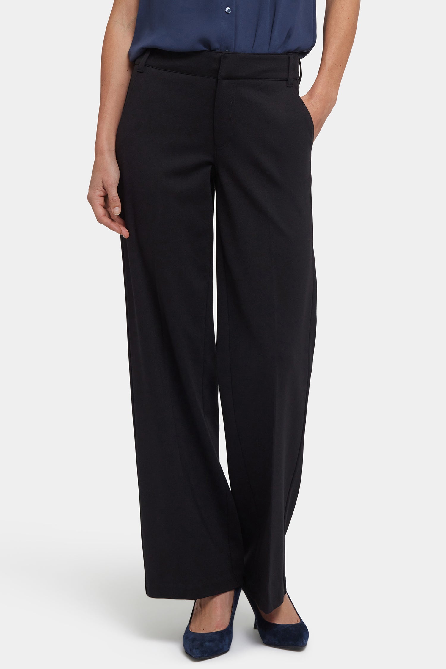NYDJ Fiona Trouser Pants In Ponte Knit With High Rise - Black
