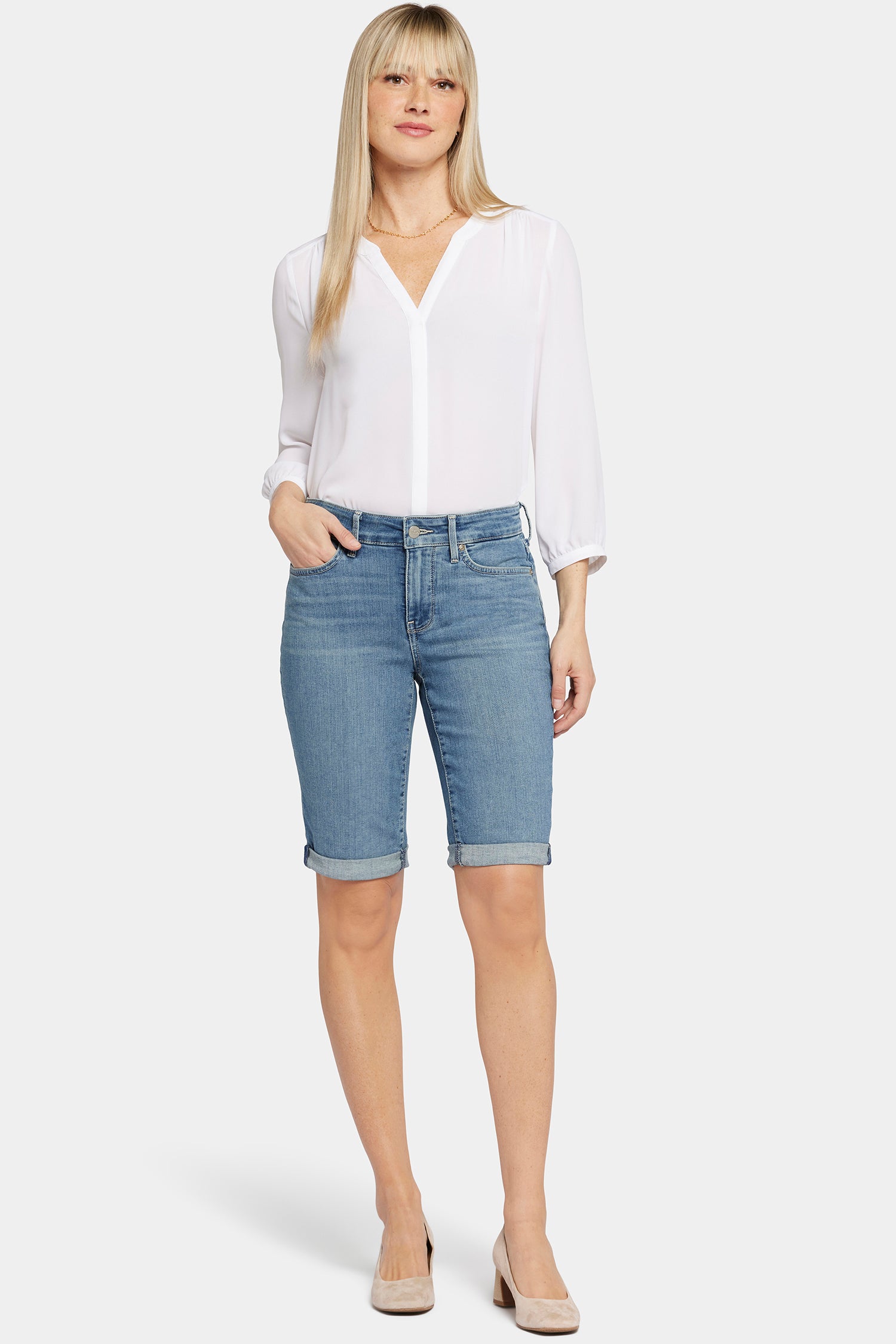 NYDJ Briella 11 Inch Denim Shorts With Roll Cuffs - Heyburn Wash