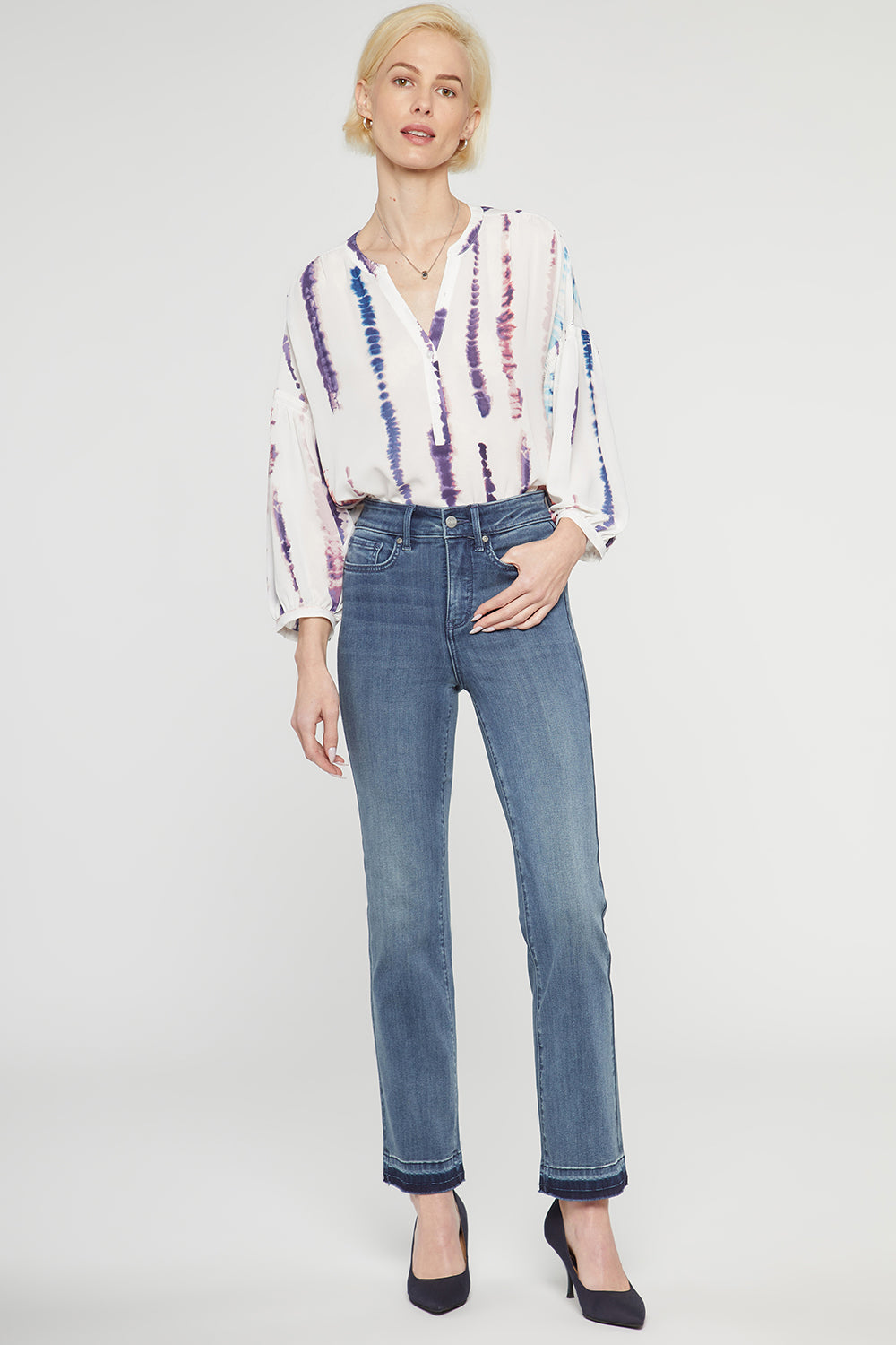 High Straight Jeans In Sure Stretch® Denim With Released Hems - Playlist  Blue | NYDJ