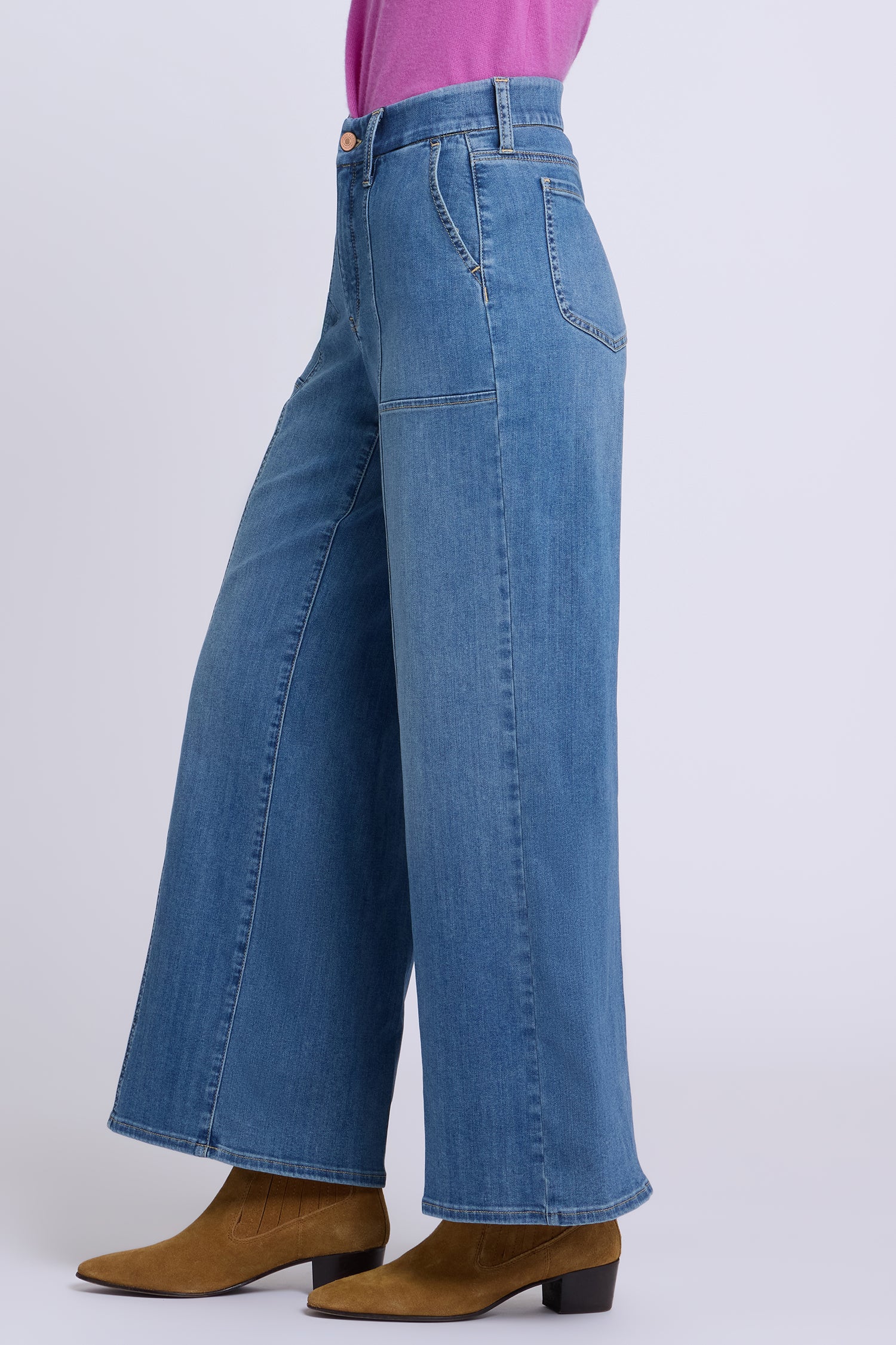 NYDJ Waist-Match™ Simone Wide Leg Jeans With High Rise And Utility Detail - Redwood