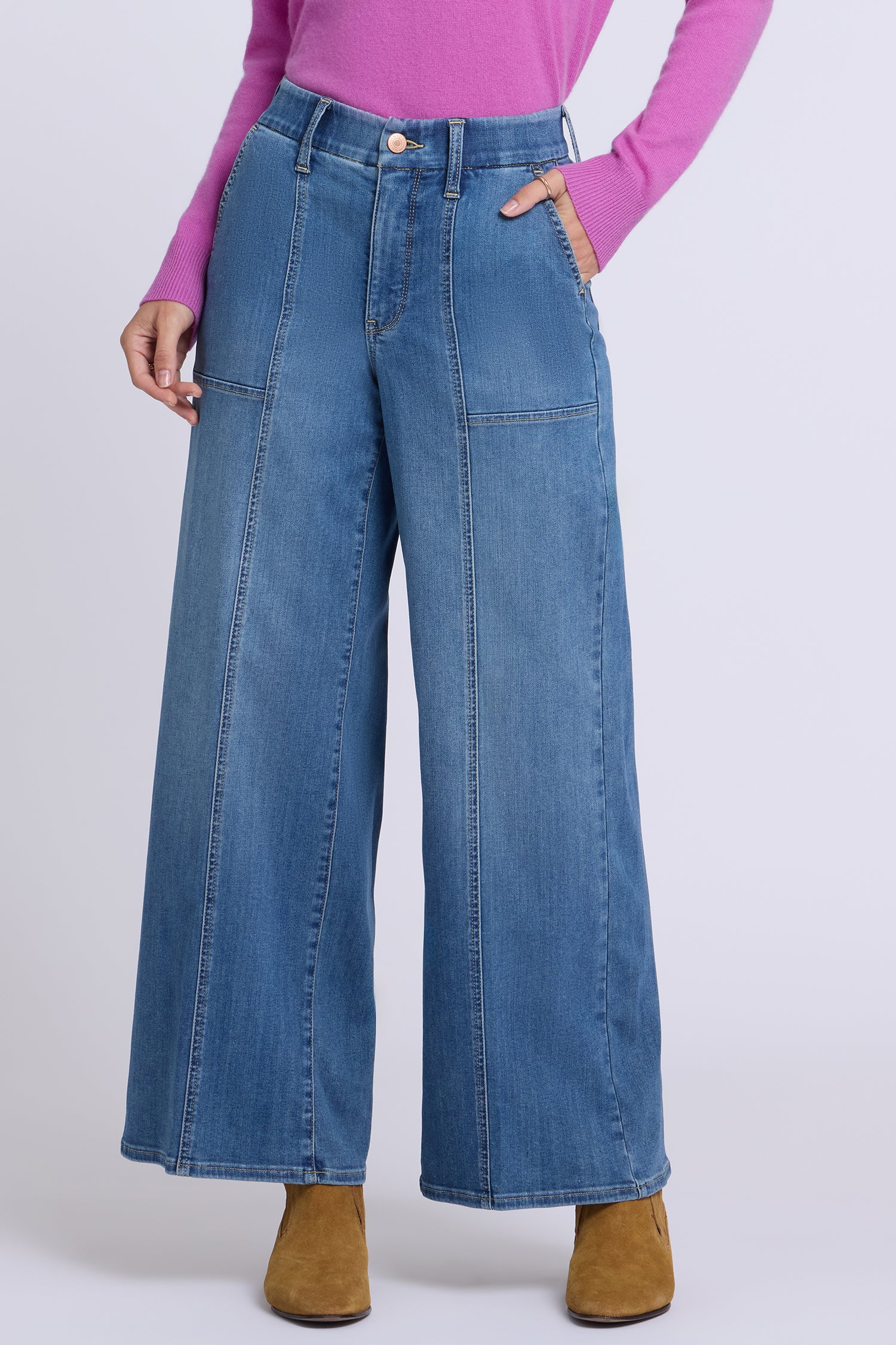NYDJ Waist-Match™ Simone Wide Leg Jeans With High Rise And Utility Detail - Redwood
