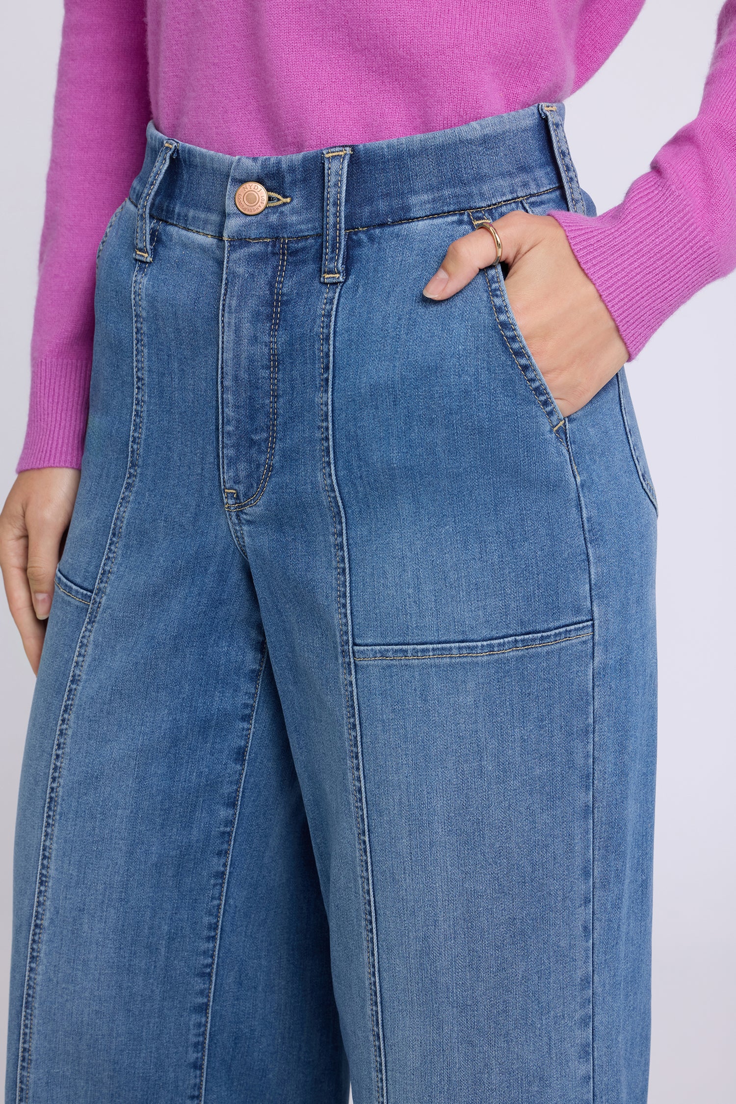 NYDJ Waist-Match™ Simone Wide Leg Jeans With High Rise And Utility Detail - Redwood