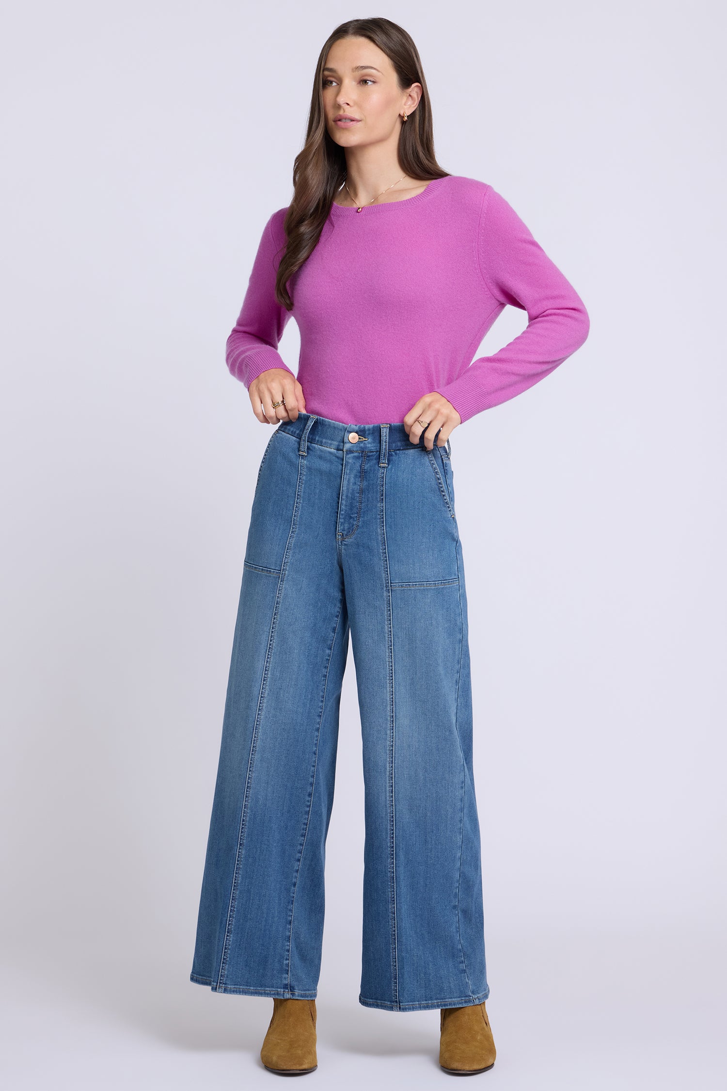 NYDJ Waist-Match™ Simone Wide Leg Jeans With High Rise And Utility Detail - Redwood