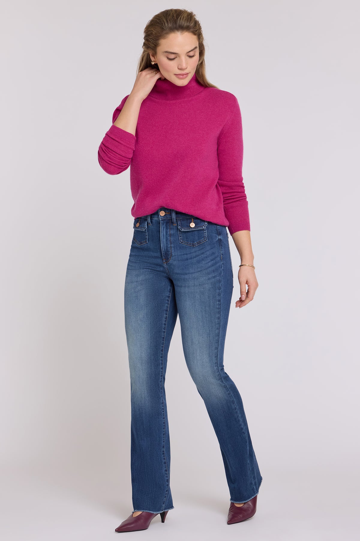 NYDJ Barbara Bootcut Jeans In Sure Stretch® Denim With High Rise And Front Button-Flap Pockets - Elm