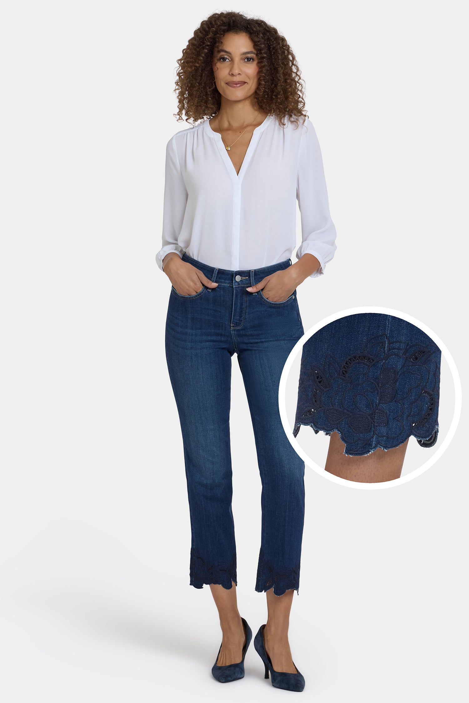 Marilyn Straight Ankle Jeans In Sure Stretch® Denim With Embroidered ...