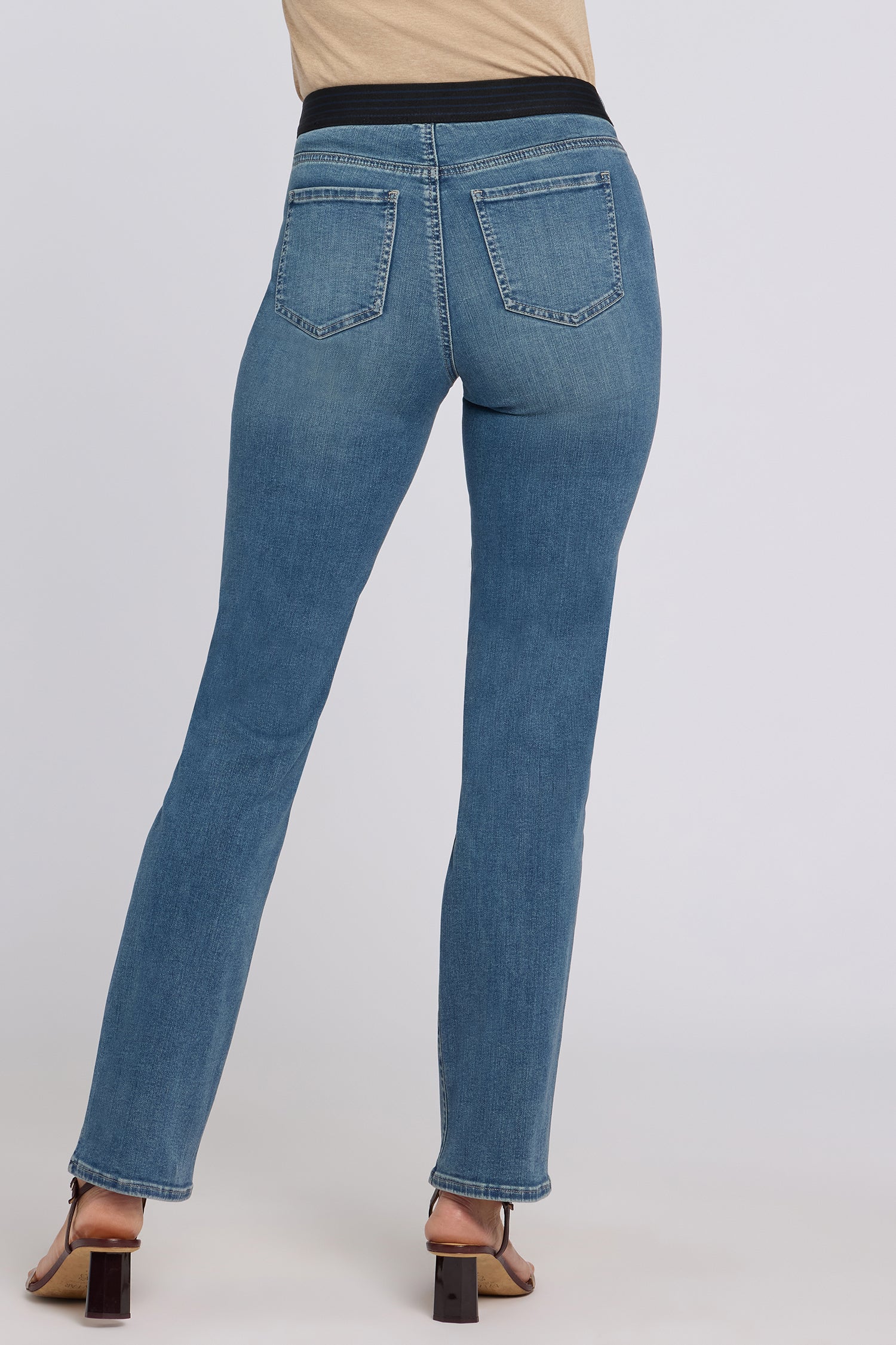 NYDJ No Gapper™ Marilyn Straight Jeans In Sure Stretch® Denim With Striped Stretch Back Waistband - Breezy Palms