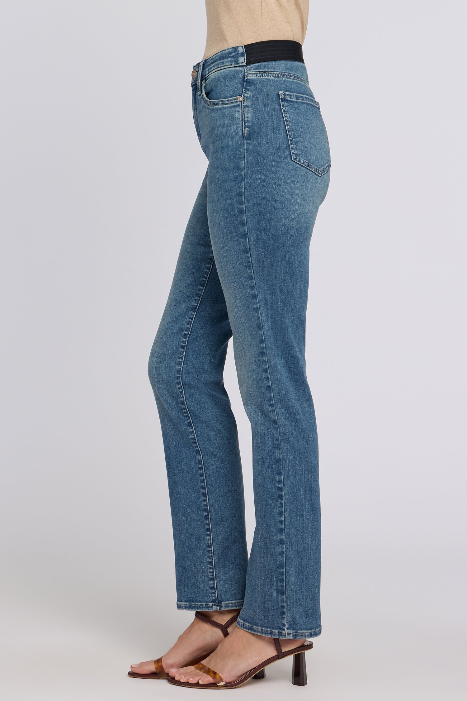 NYDJ No Gapper™ Marilyn Straight Jeans In Sure Stretch® Denim With Striped Stretch Back Waistband - Breezy Palms
