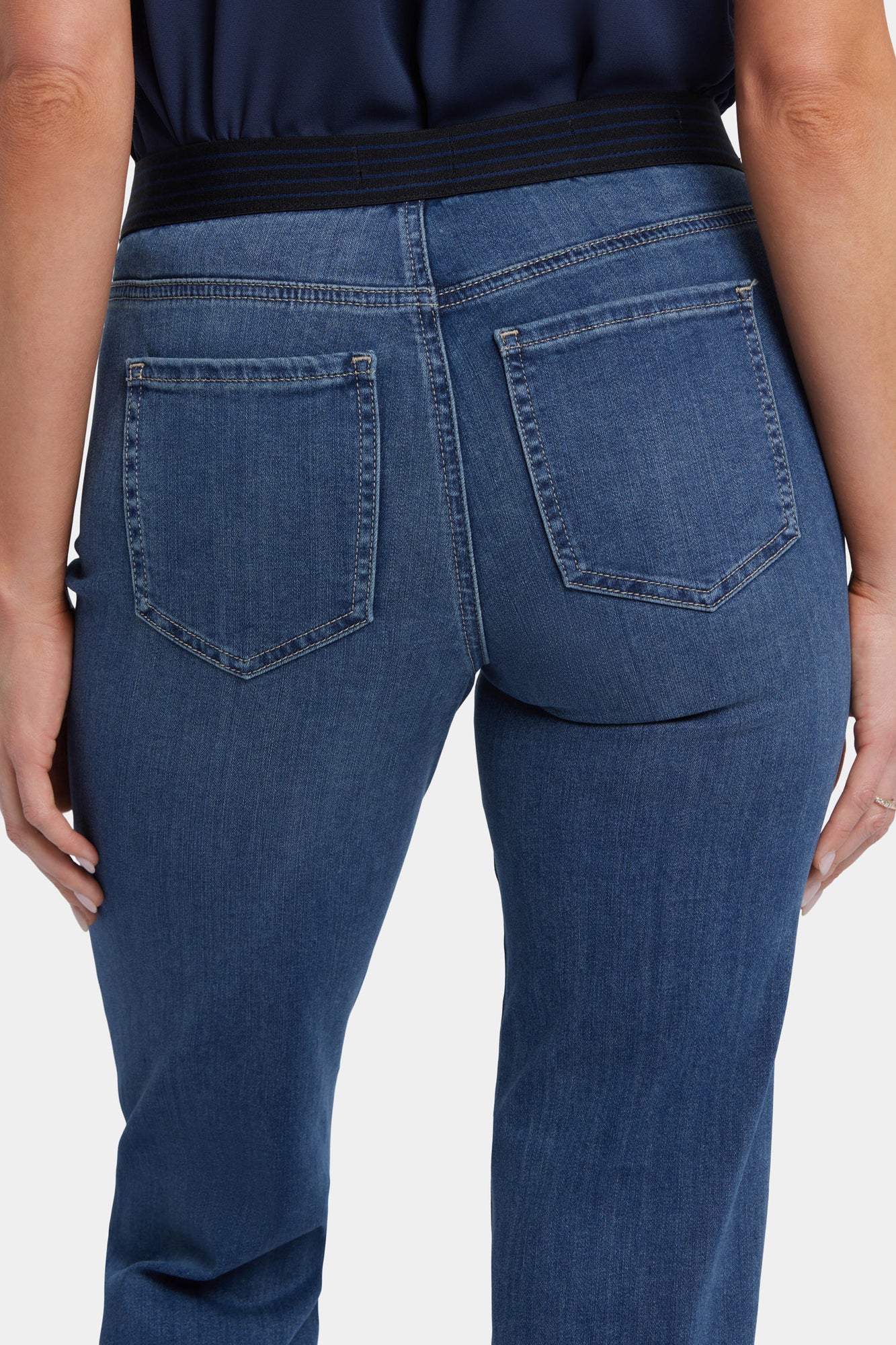 NYDJ No Gapper™ Marilyn Straight Jeans In Sure Stretch® Denim With Striped Stretch Back Waistband - Valencia Surf