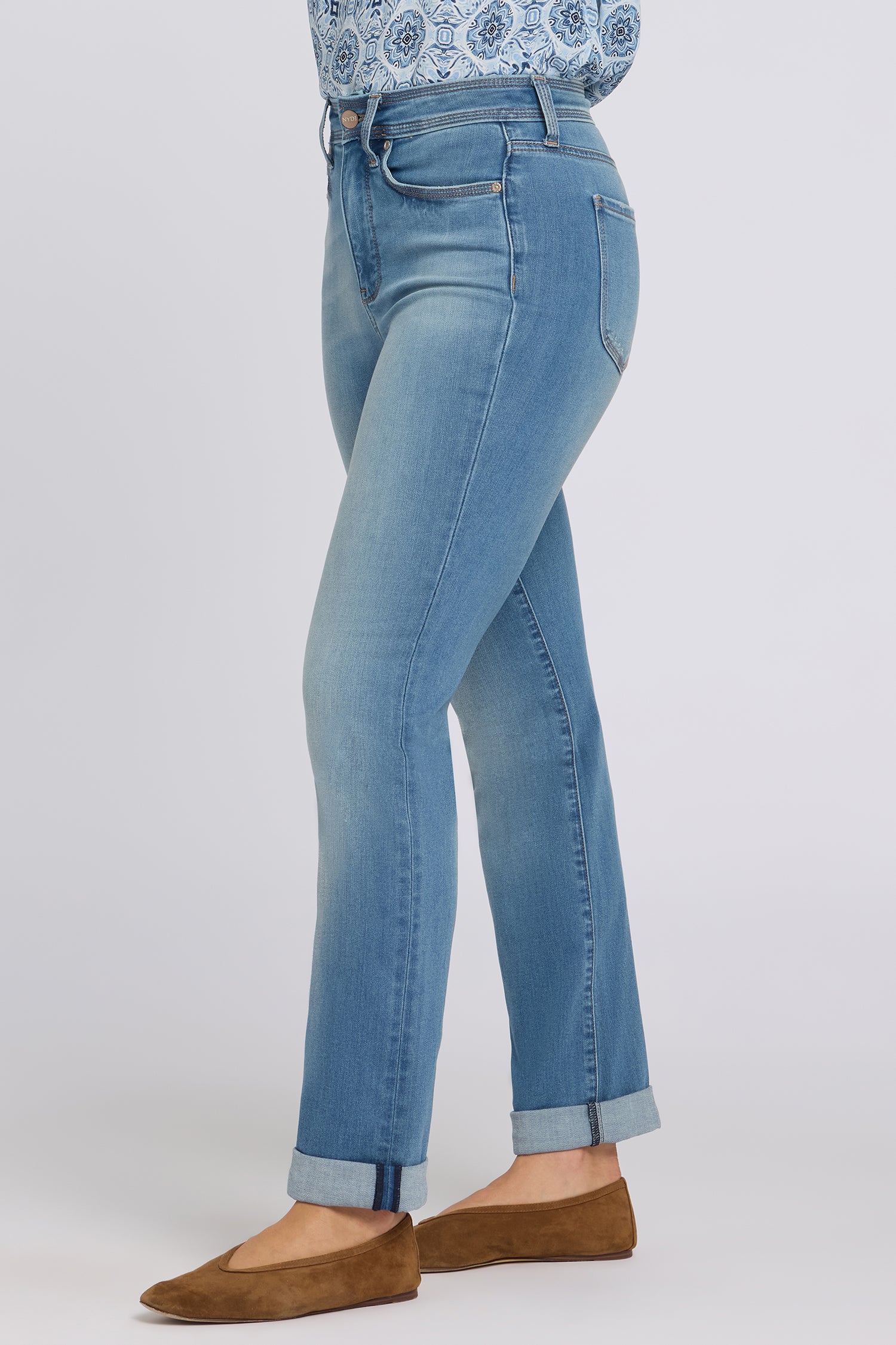 NYDJ Marilyn Straight Jeans In Sure Stretch® Denim With High Rise And Triple Stitching - Port Sea