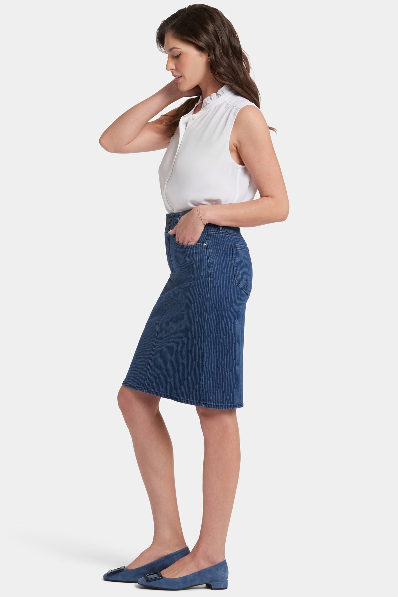 NYDJ High Waist Skirt In Sure Stretch® Denim  - Indigo Pinnacle Peak