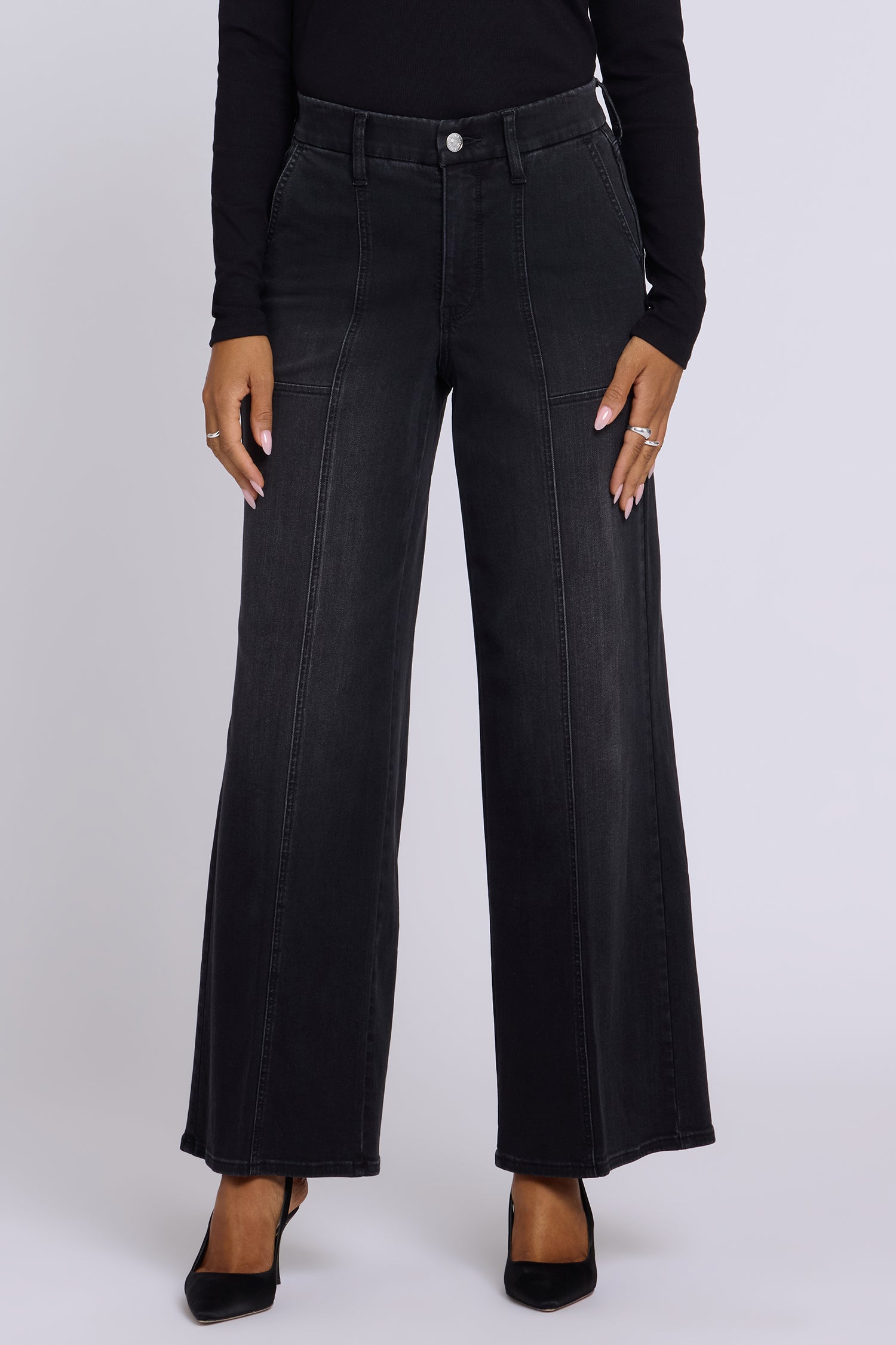 NYDJ Waist-Match™ Simone Wide Leg Jeans With High Rise And Utility Detail - Helleborus