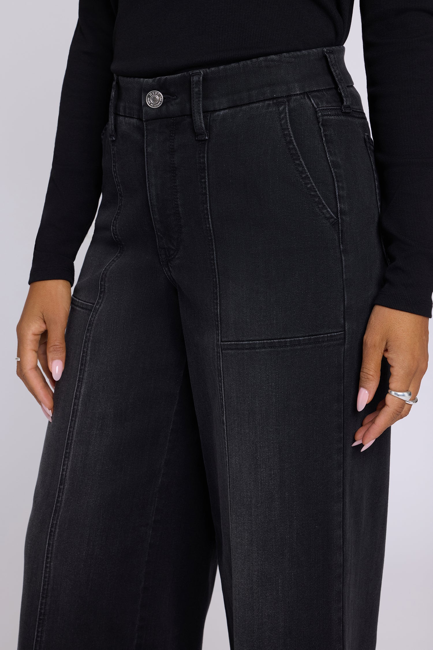 NYDJ Waist-Match™ Simone Wide Leg Jeans With High Rise And Utility Detail - Helleborus