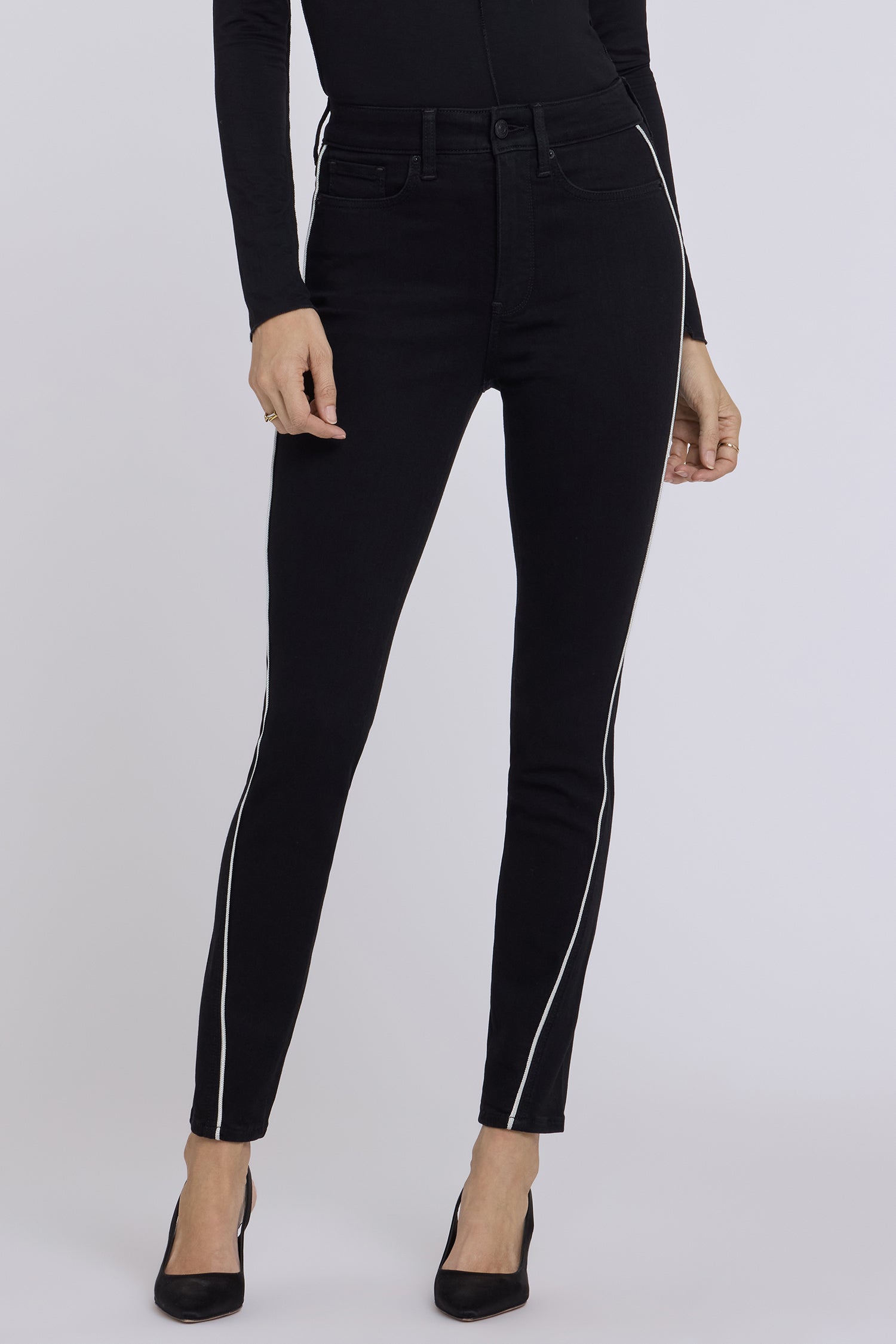 NYDJ Ami Skinny Jeans In Sure Stretch® Denim With High Rise, Contoured Seams And Piping - Black Rinse