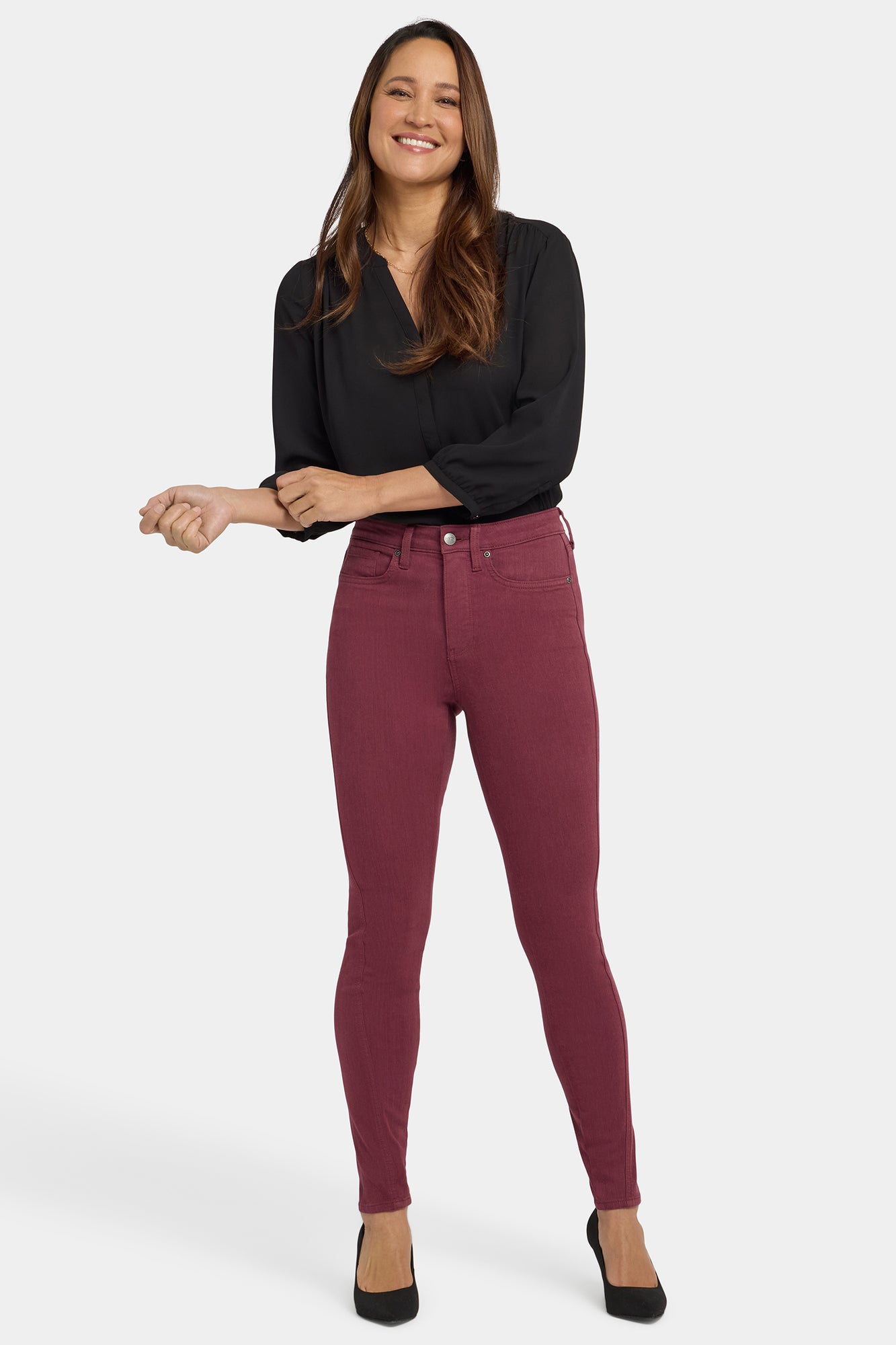NYDJ Ami Skinny Jeans In Sure Stretch® Denim With High Rise And Contoured Seams - True Burgundy
