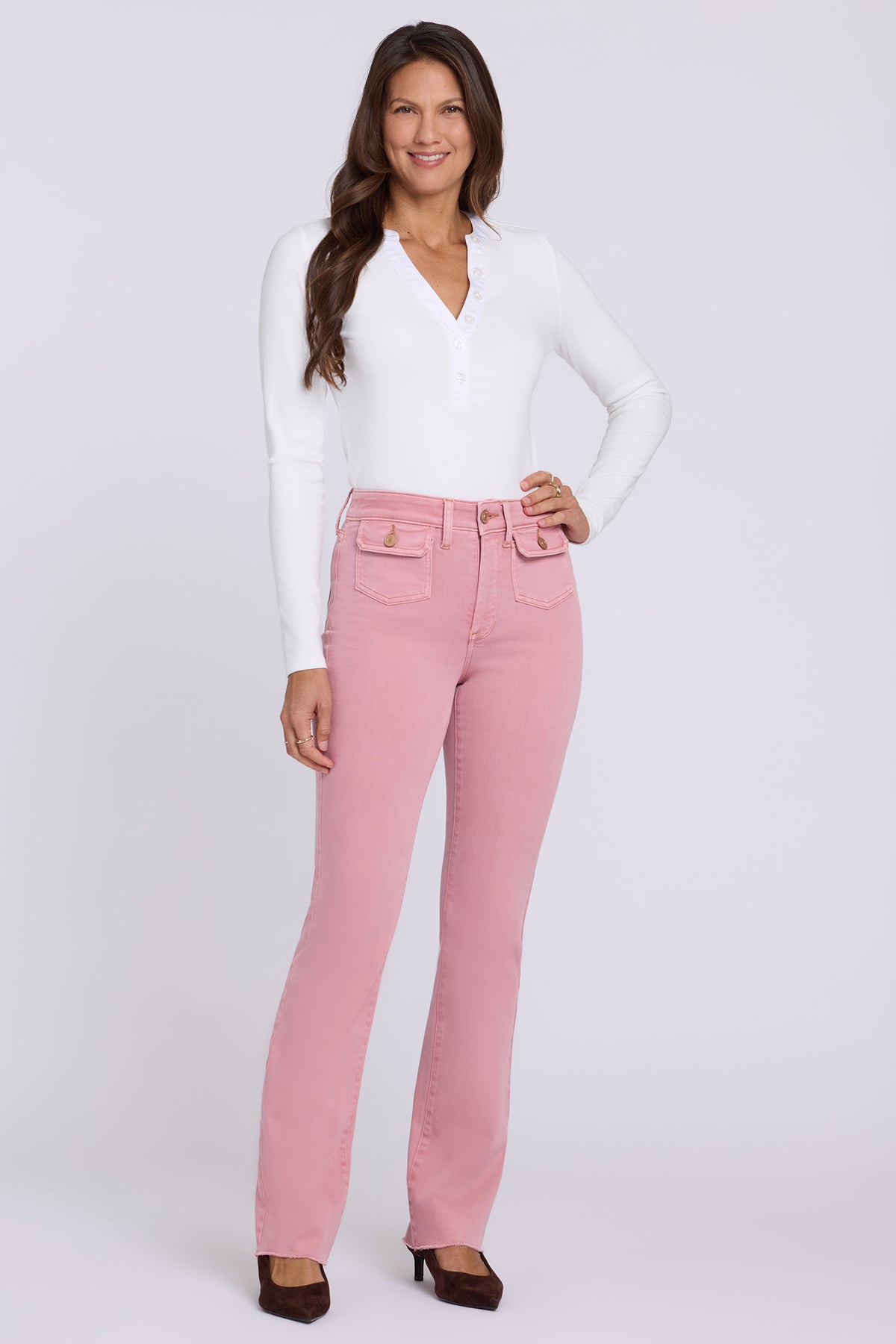 NYDJ Barbara Bootcut Jeans In Sure Stretch® Denim With High Rise And Front Button-Flap Pockets - Retro Tea Rose