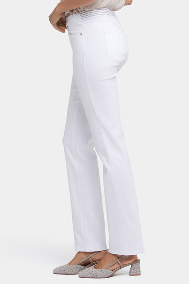 NYDJ No Gapper™ Marilyn Straight Jeans In Sure Stretch® Denim With Striped Stretch Back Waistband - Optic White