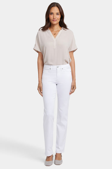 NYDJ No Gapper™ Marilyn Straight Jeans In Sure Stretch® Denim With Striped Stretch Back Waistband - Optic White