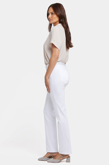 NYDJ No Gapper™ Marilyn Straight Jeans In Sure Stretch® Denim With Striped Stretch Back Waistband - Optic White