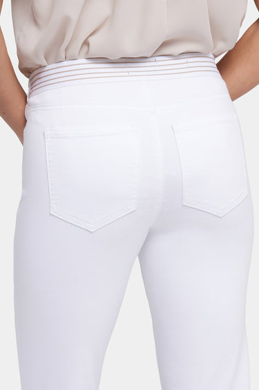 NYDJ No Gapper™ Marilyn Straight Jeans In Sure Stretch® Denim With Striped Stretch Back Waistband - Optic White