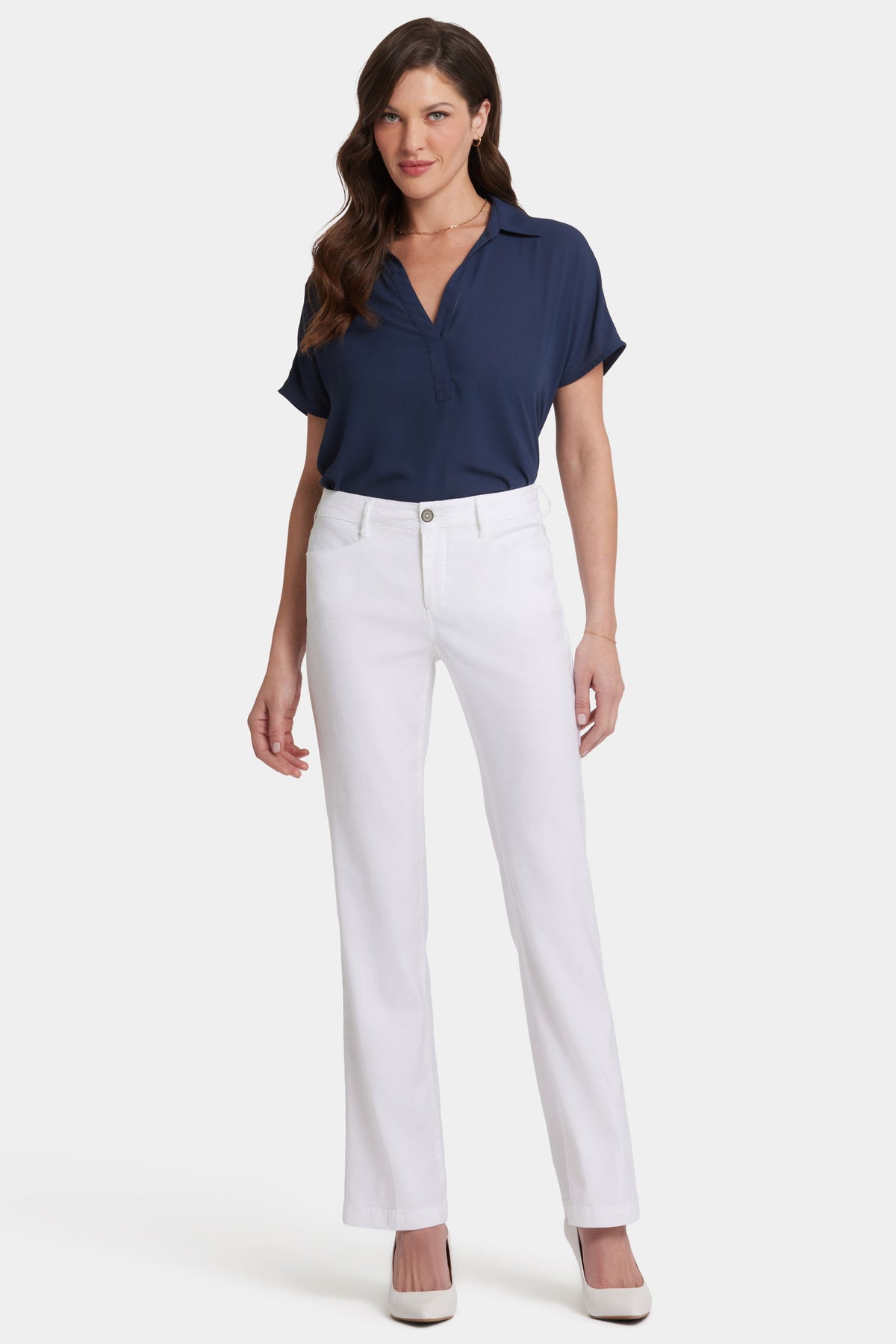 NYDJ Trouser Pants In Stretch Linen - Optic White