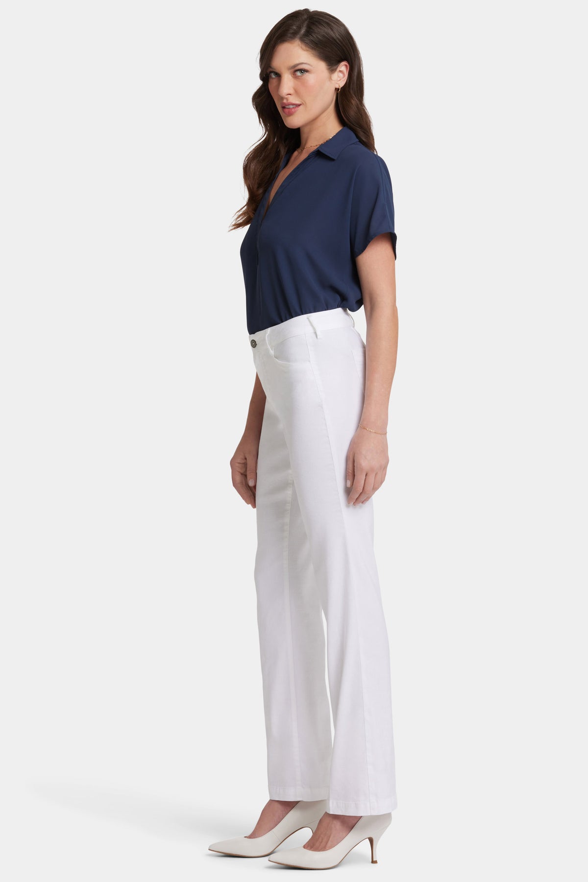 NYDJ Trouser Pants In Stretch Linen - Optic White