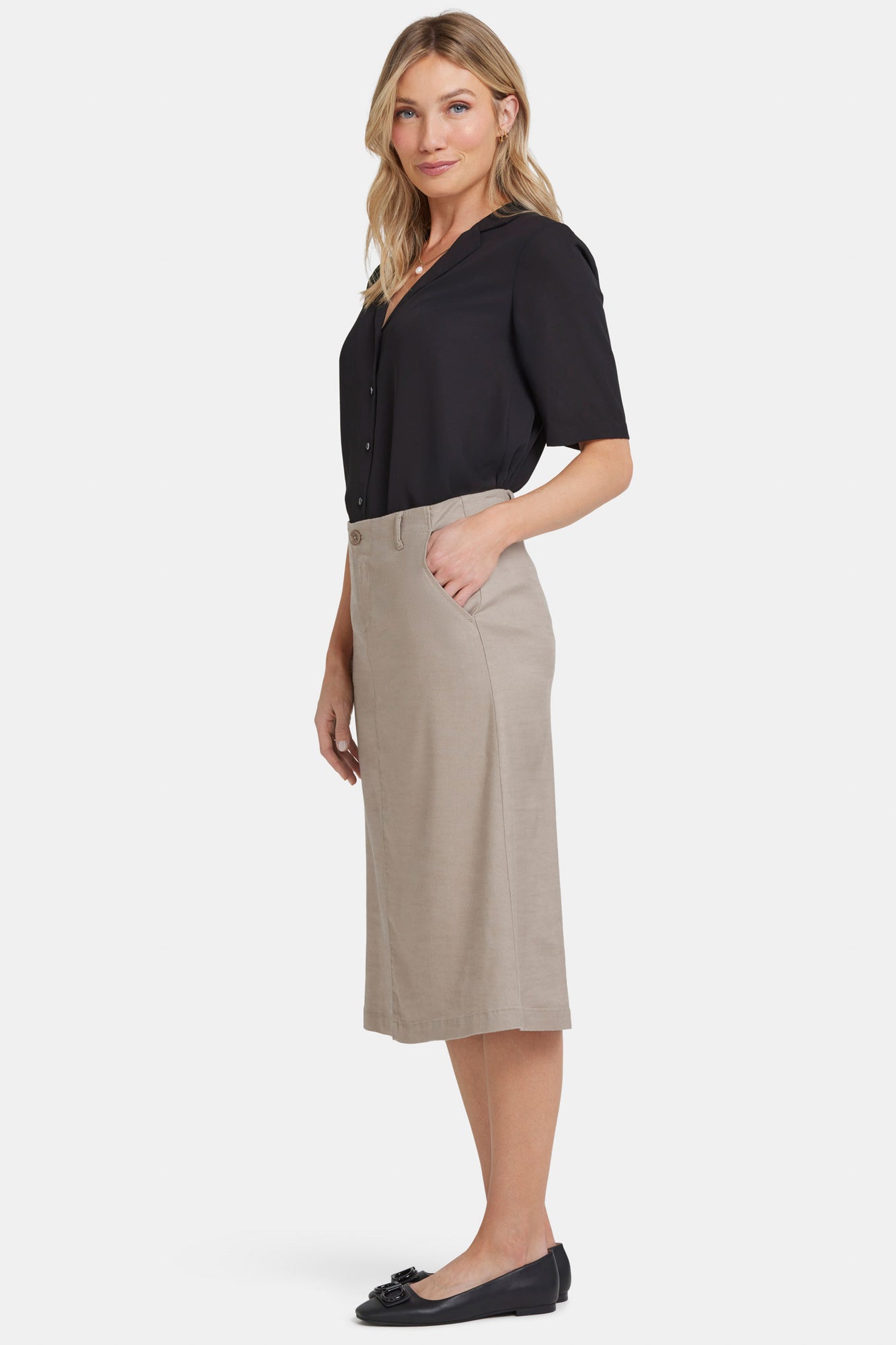 NYDJ Marilyn A-Line Skirt In Stretch Linen - Saddlewood