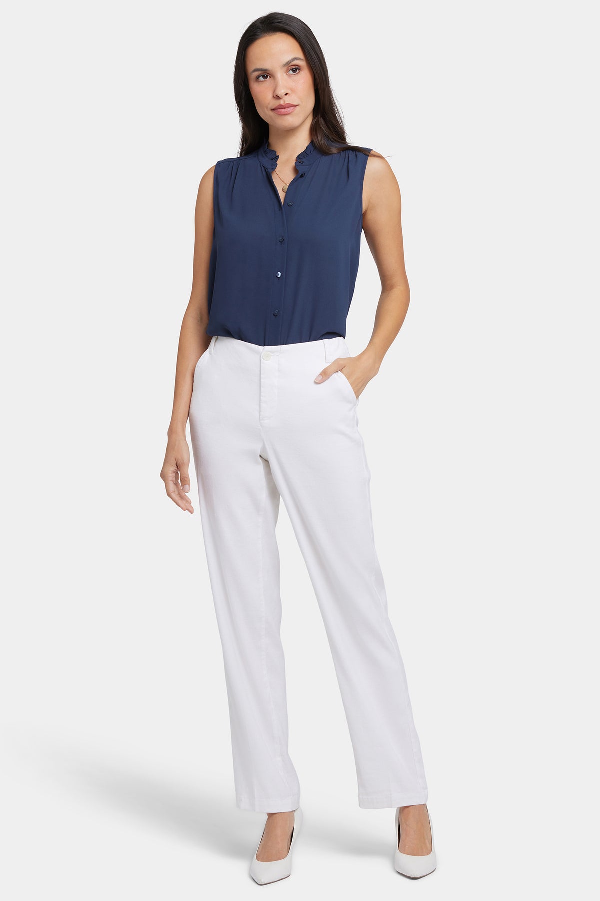 NYDJ Women's Marilyn Straight Pants - White - Size 12