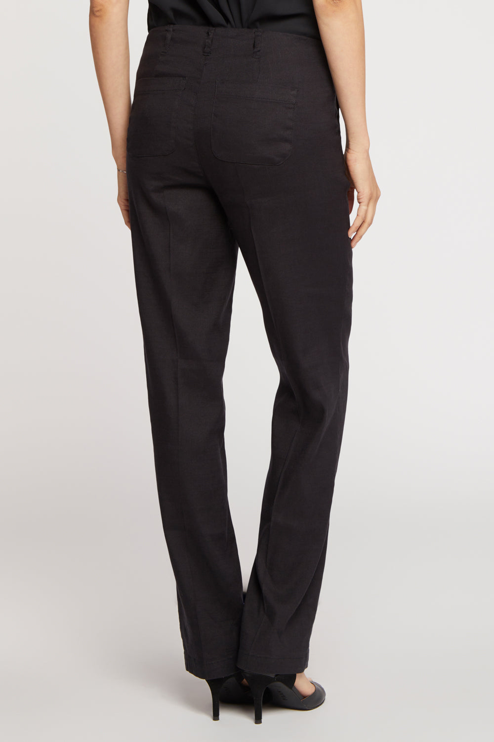 NYDJ Marilyn Straight Pants In Stretch Linen - Black