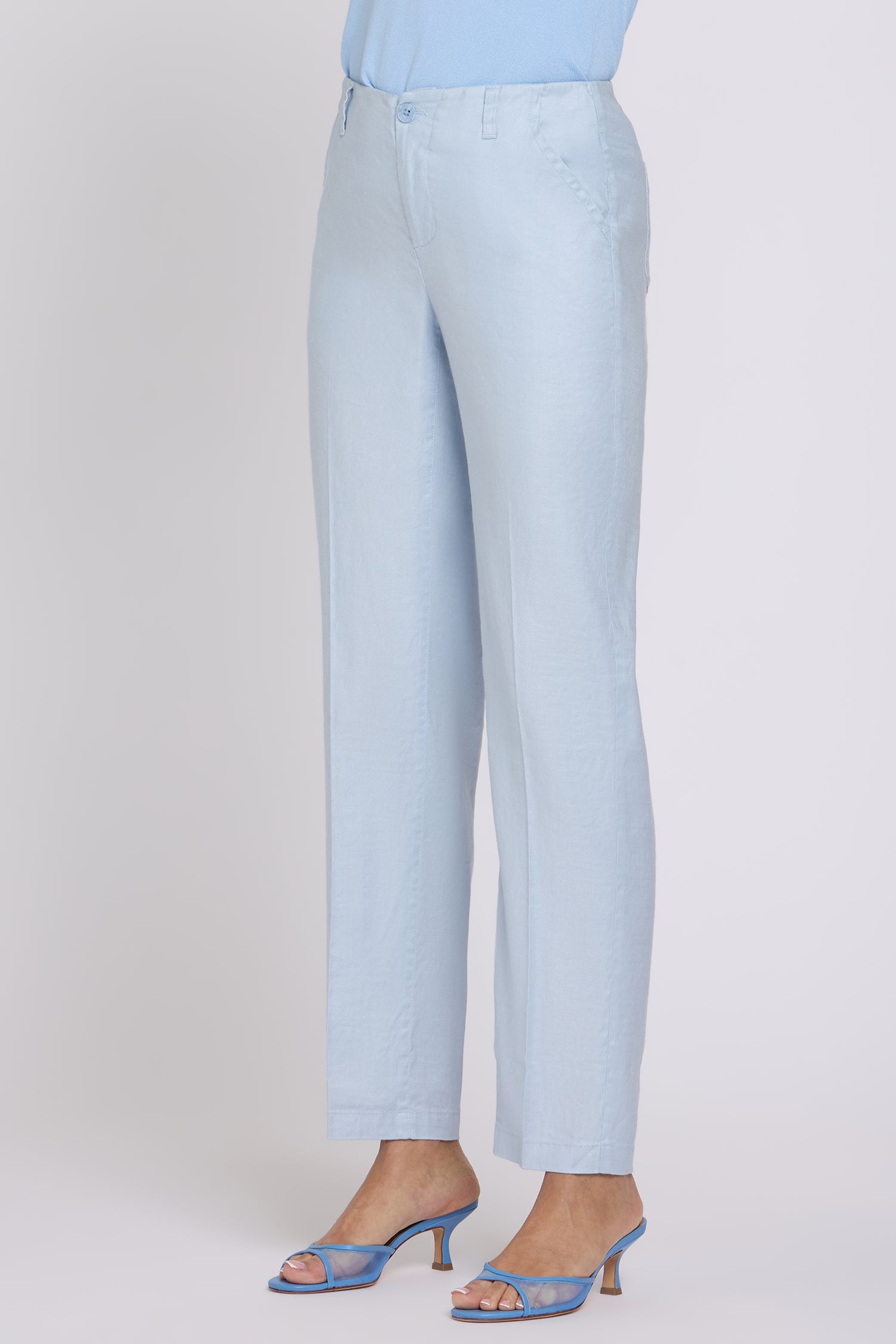 Marilyn Straight Pants In Stretch Linen - Blue Clover Blue | NYDJ