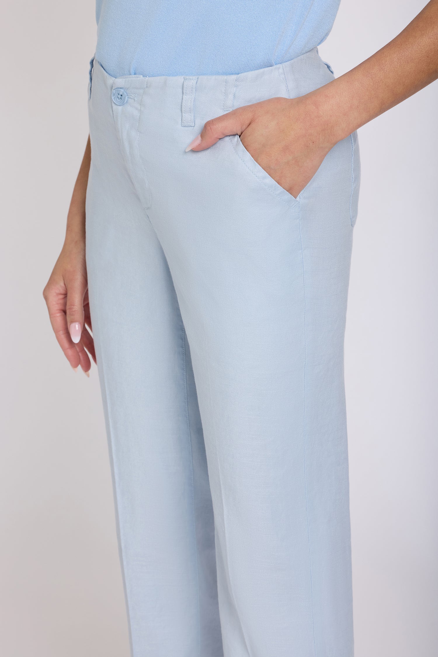 Marilyn Straight Pants In Stretch Linen - Blue Clover Blue | NYDJ