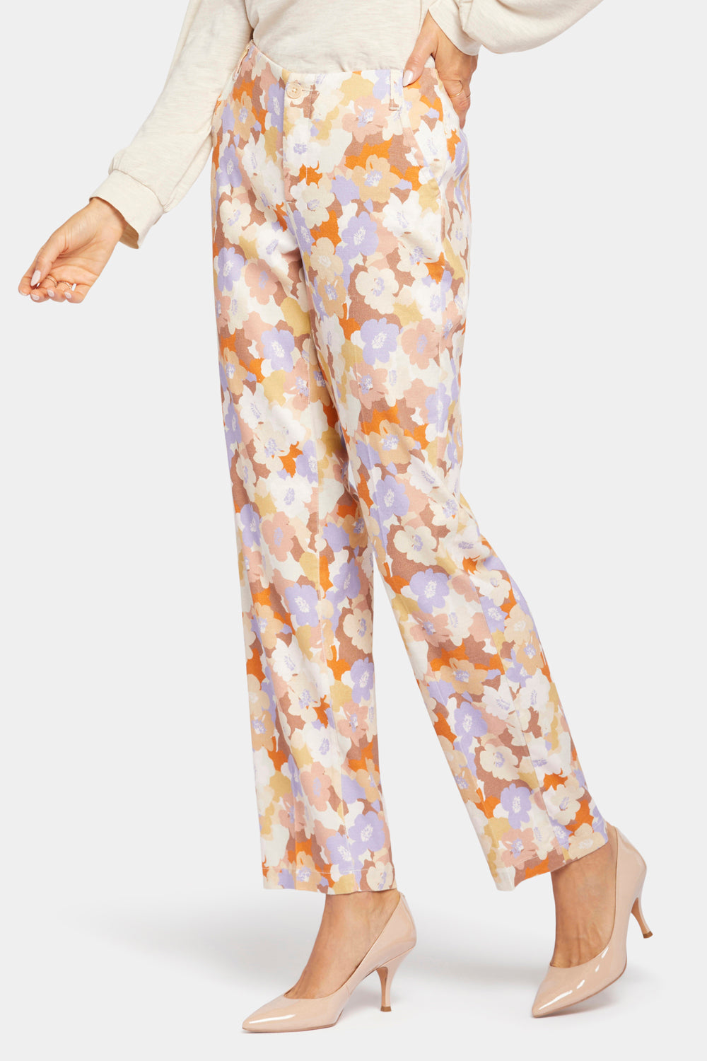 NYDJ Marilyn Straight Pants In Stretch Linen - Sunset Grove