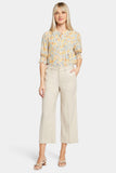 NYDJ Wide Leg Cargo Capri Pants In Stretch Linen - Feather