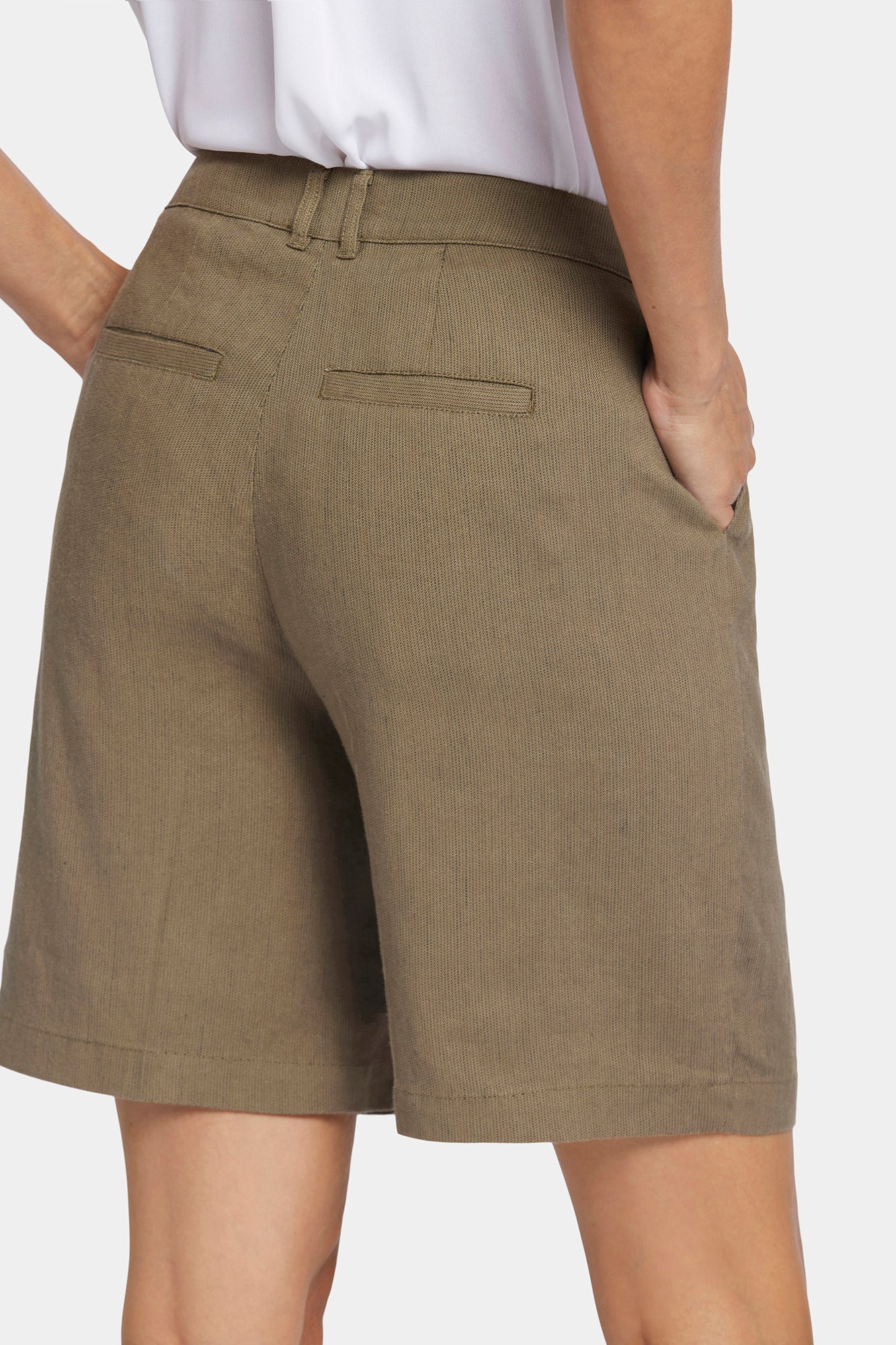 NYDJ Relaxed Shorts  In Stretch Linen - Avocado