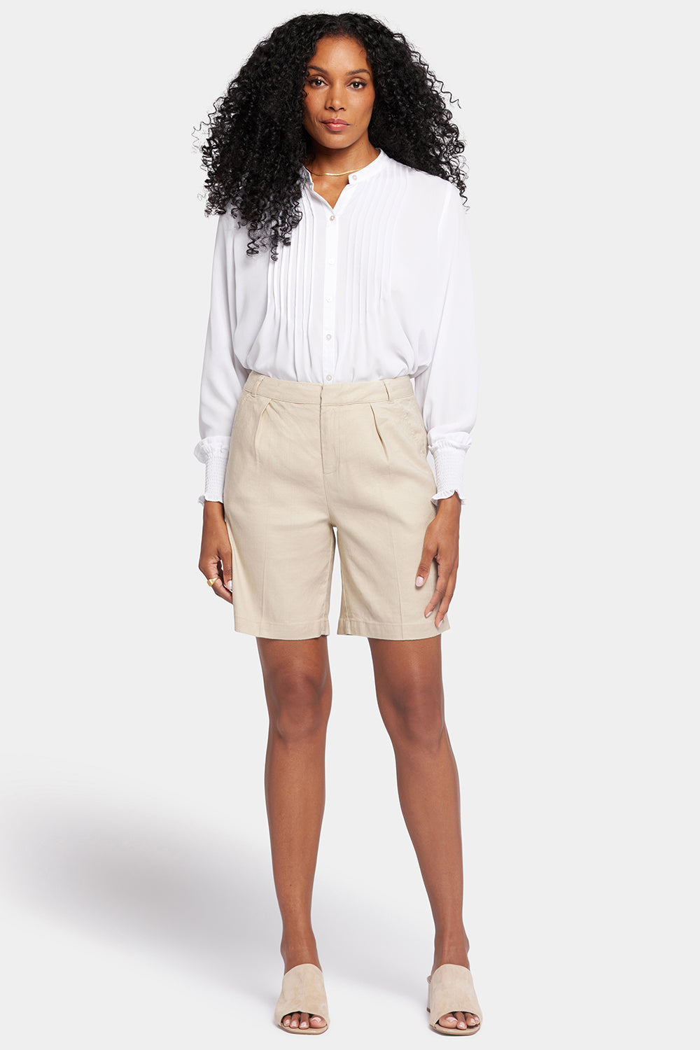 NYDJ Relaxed Shorts  In Stretch Linen - Feather