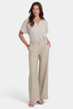 NYDJ Mona Wide Leg Trouser Pants In Stretch Linen With High Rise - Feather