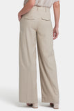 NYDJ Mona Wide Leg Trouser Pants In Stretch Linen With High Rise - Feather