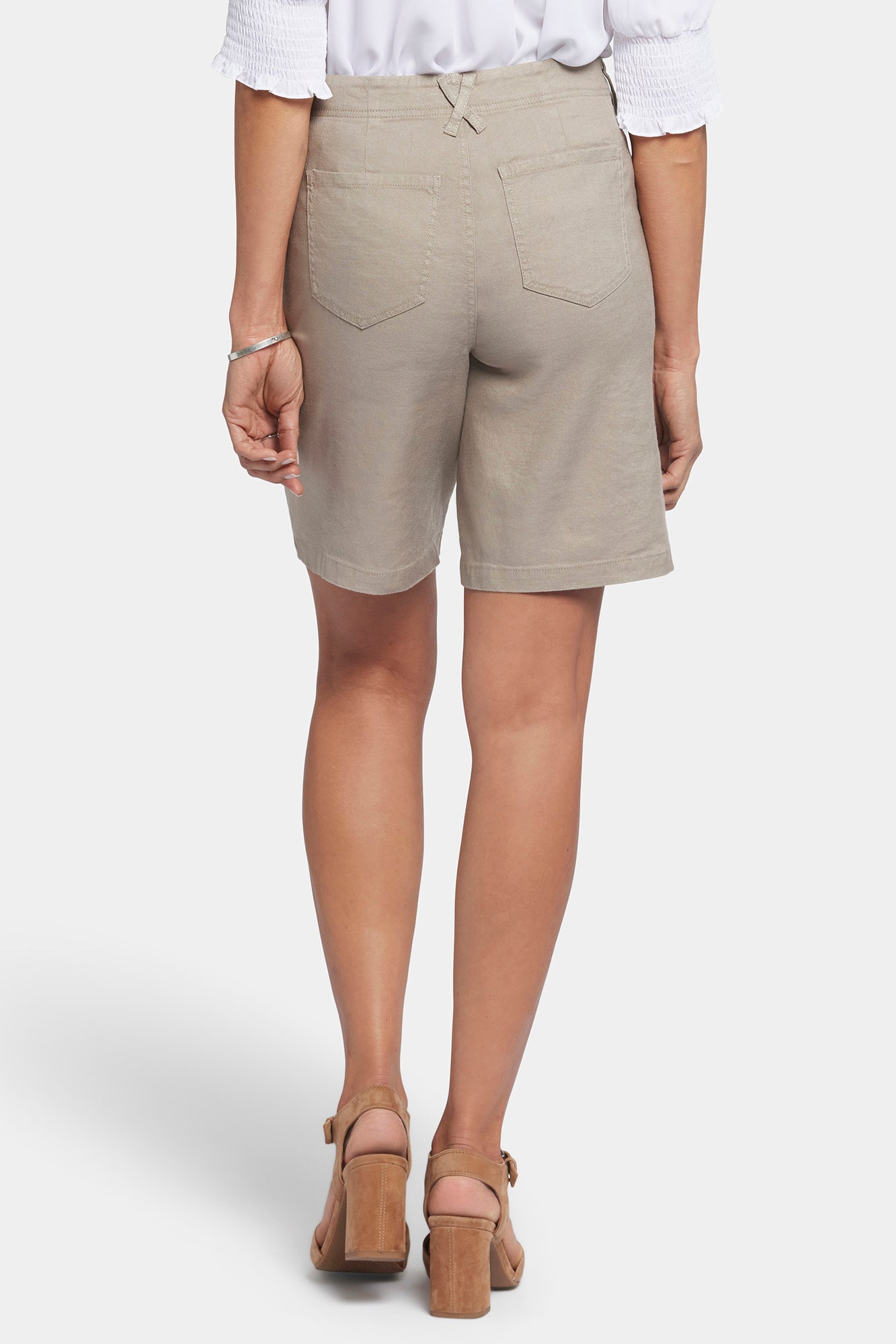 NYDJ 5 Pocket Bermuda Shorts In Stretch Linen - Saddlewood