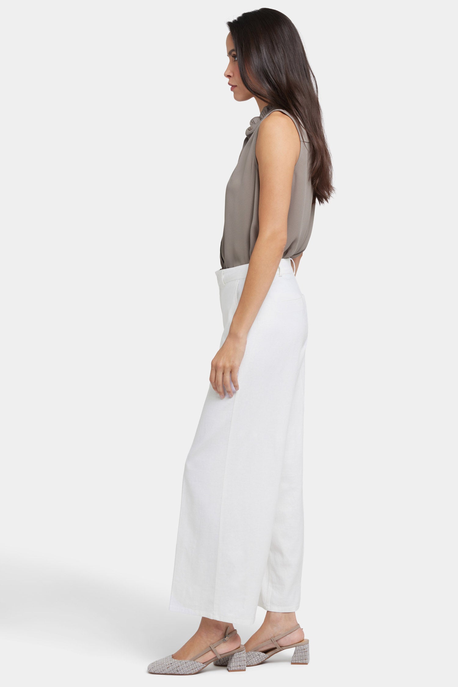 Morgan Trouser Pants In Stretch Linen - White White | NYDJ