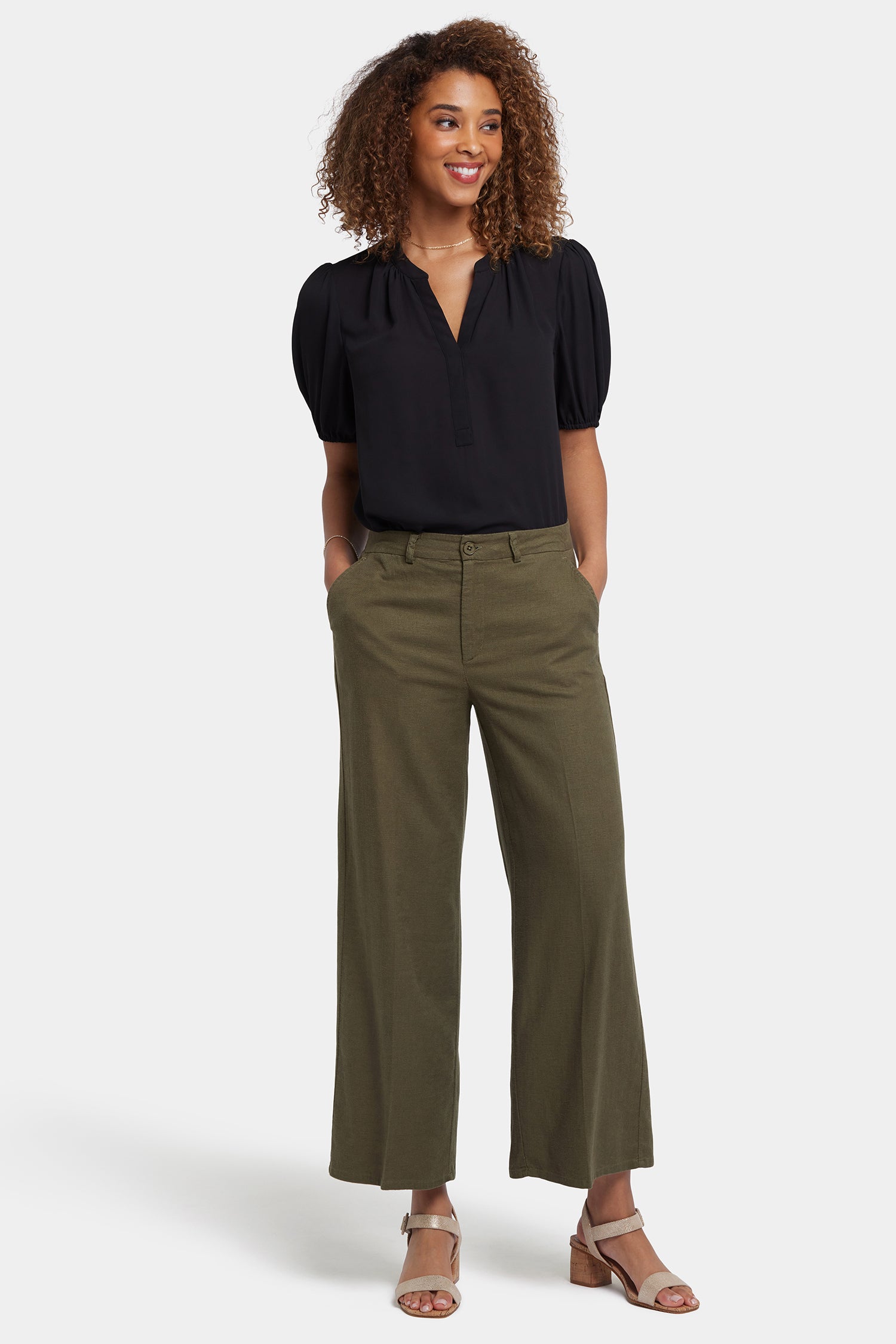 NYDJ Morgan Trouser Pants In Stretch Linen - Bay Leaf