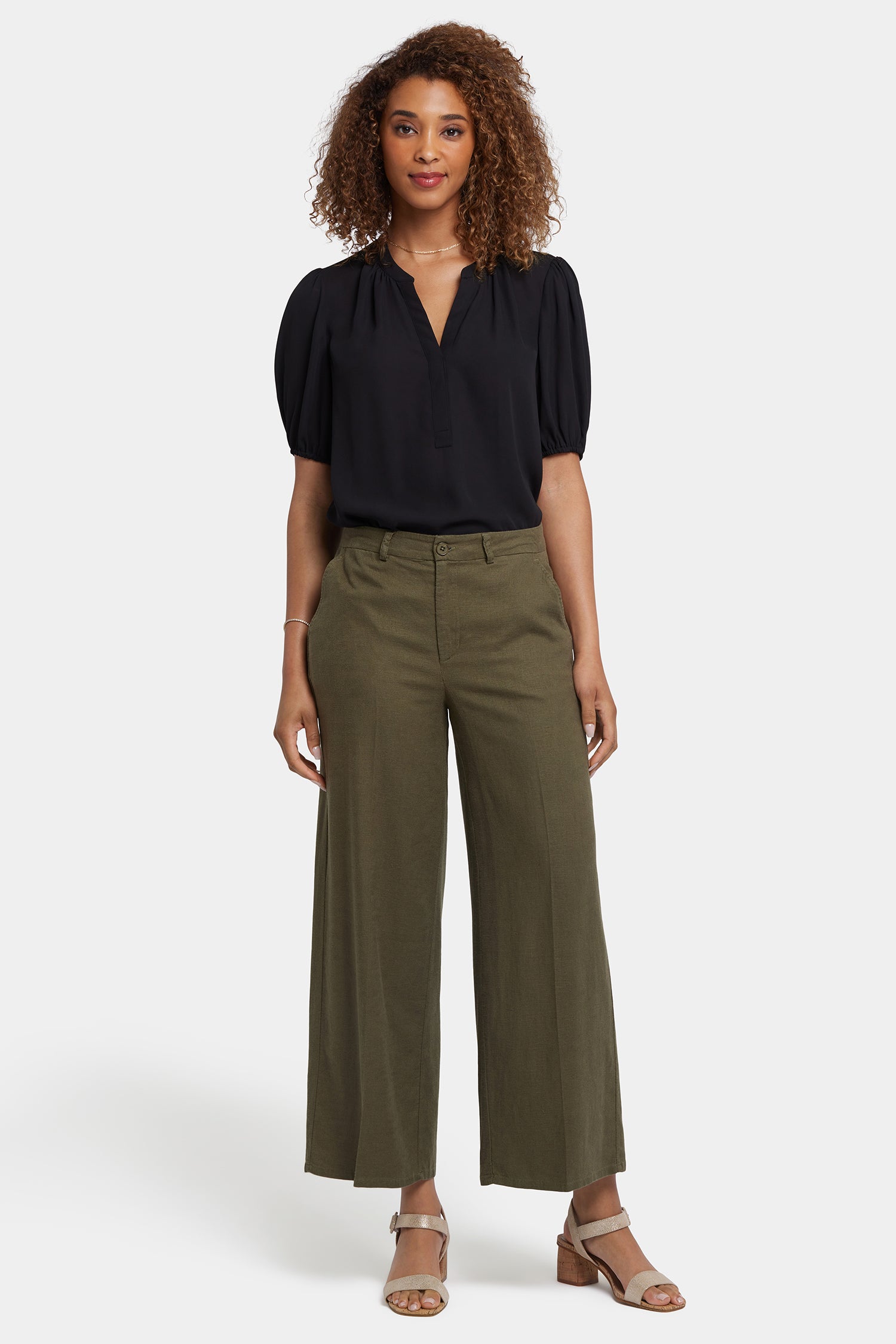 NYDJ Morgan Trouser Pants In Stretch Linen - Bay Leaf