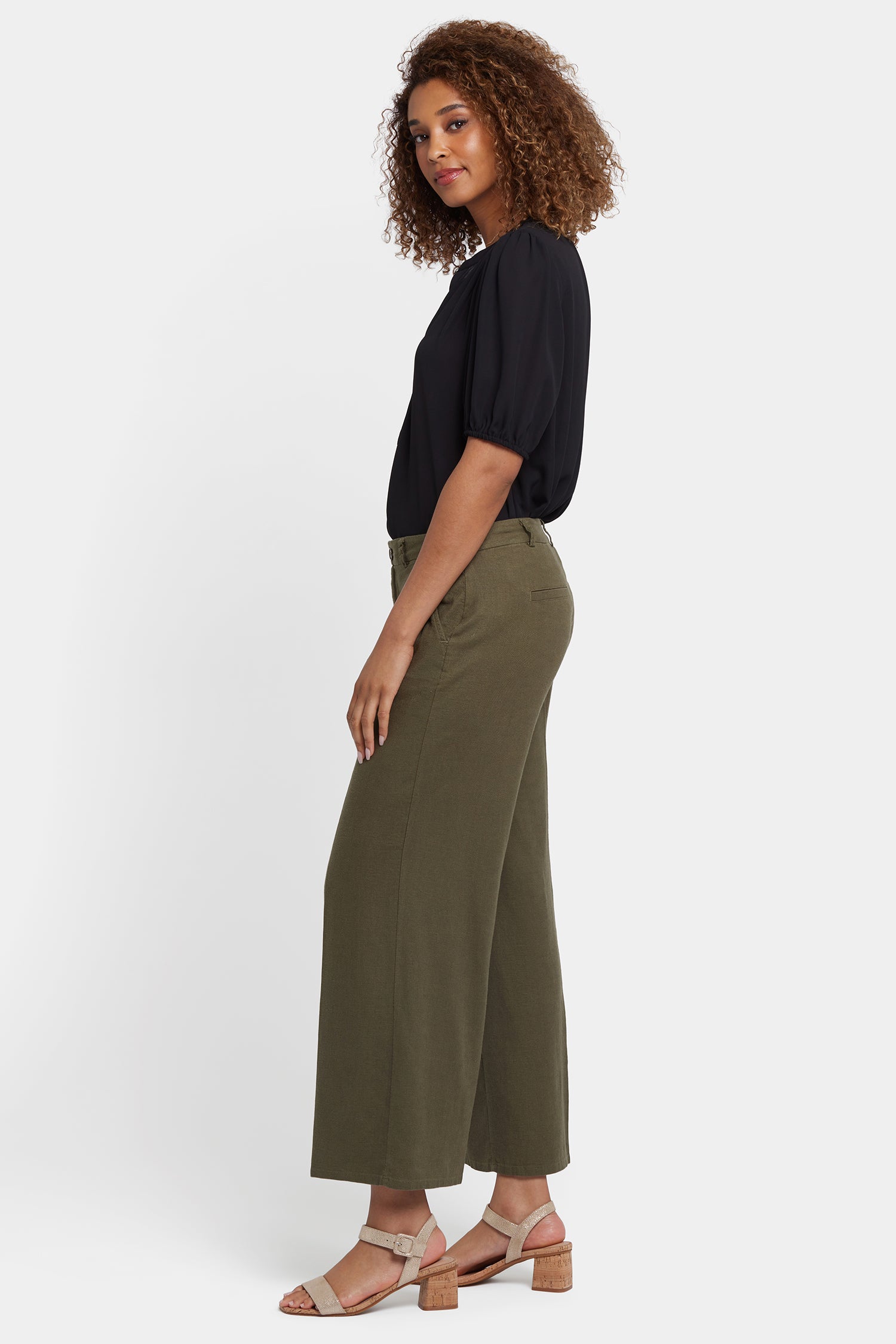NYDJ Morgan Trouser Pants In Stretch Linen - Bay Leaf