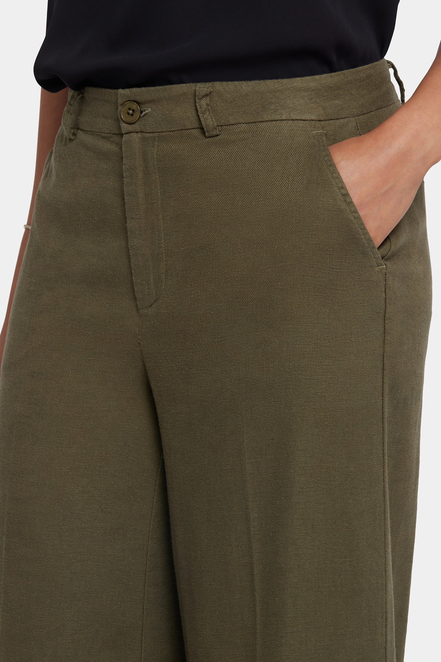 NYDJ Morgan Trouser Pants In Stretch Linen - Bay Leaf