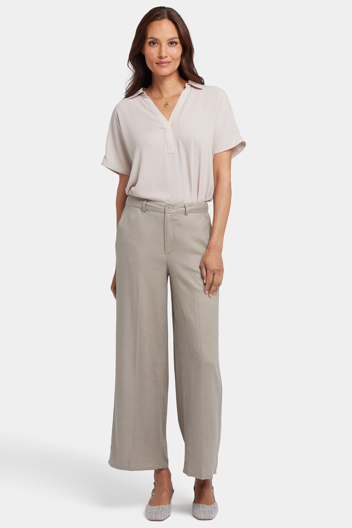 NYDJ Morgan Trouser Pants In Stretch Linen - Saddlewood