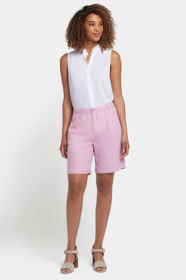 NYDJ Relaxed Shorts  In Stretch Linen - Pink Nectar