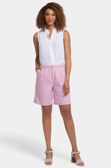 NYDJ Relaxed Shorts  In Stretch Linen - Pink Nectar